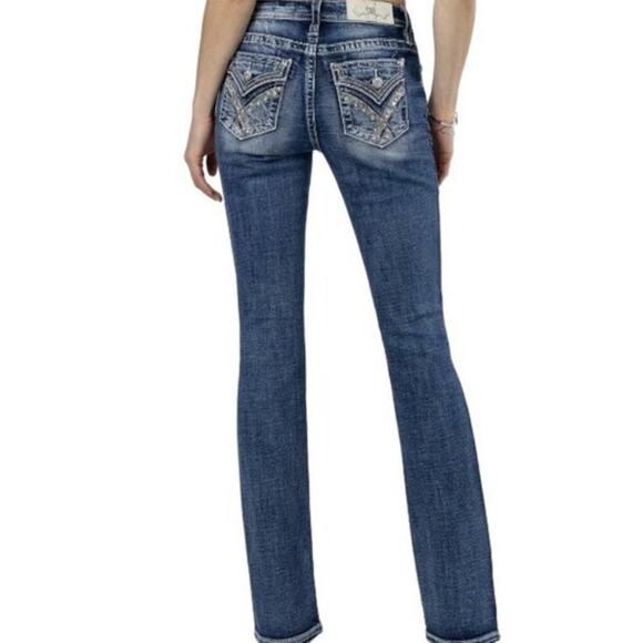 Miss Me Whipstitch Flap Pocket Y2K Bootcut Jeans Sz 26 JPW5087 - Picture 1 of 7